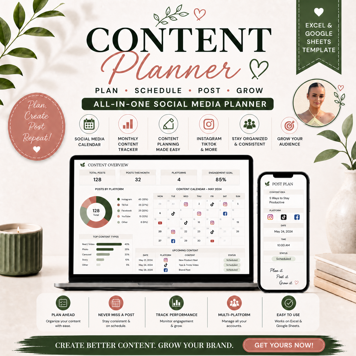 Content Planner Excel Google Sheets