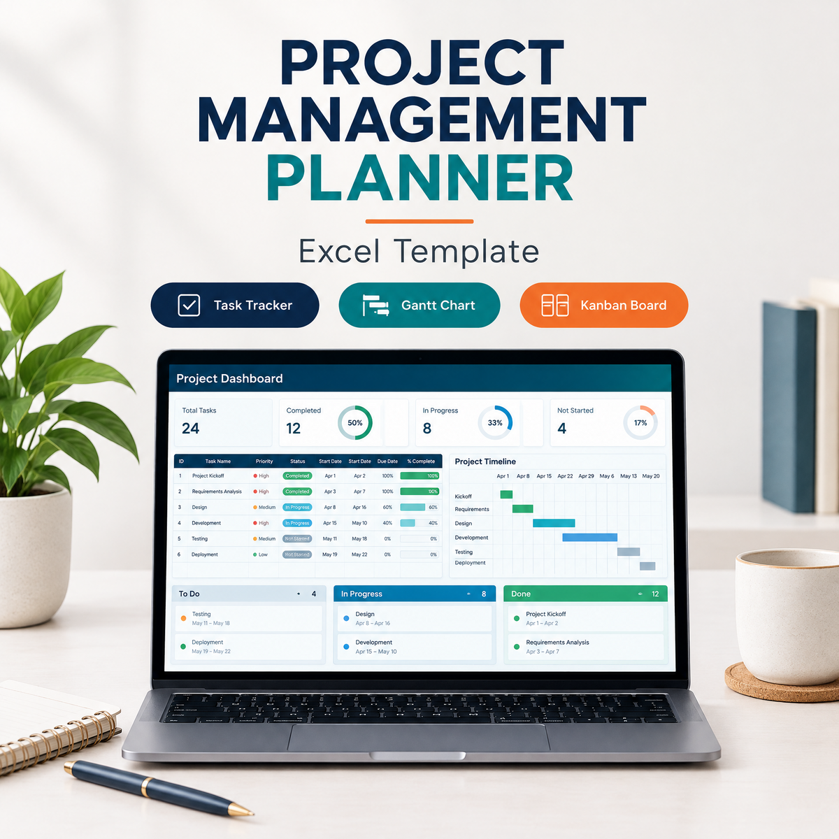 Project Management Spreadsheet Task Tracker Excel Template