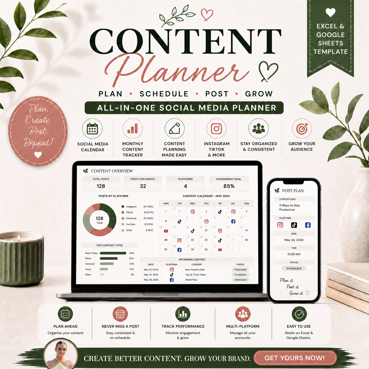 Content Planner Excel Google Sheets