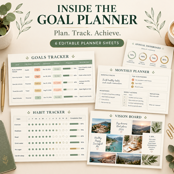 Easy Goal Setting Planner Annual Visual Board