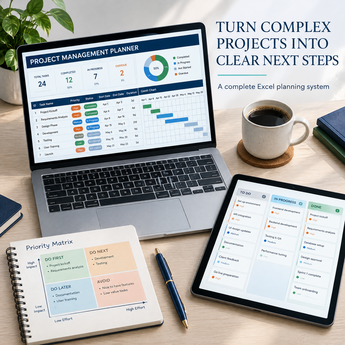 Project Management Spreadsheet Task Tracker Excel Template